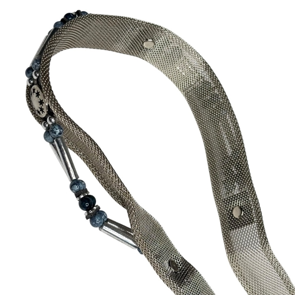 Vintage Metal Belt Beaded Adjustable Silver Rare Western Cowgirl Rodeo Turquoise - Picture 8 of 10